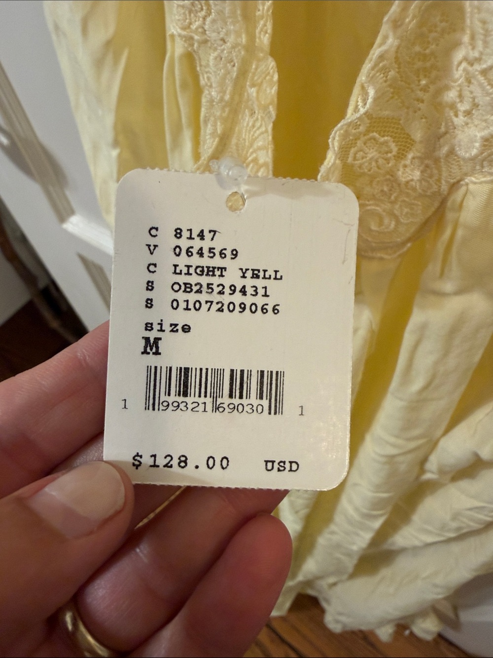 Free People Pale Yellow Lace-Trim Slip Chemise - Picture 3 of 5